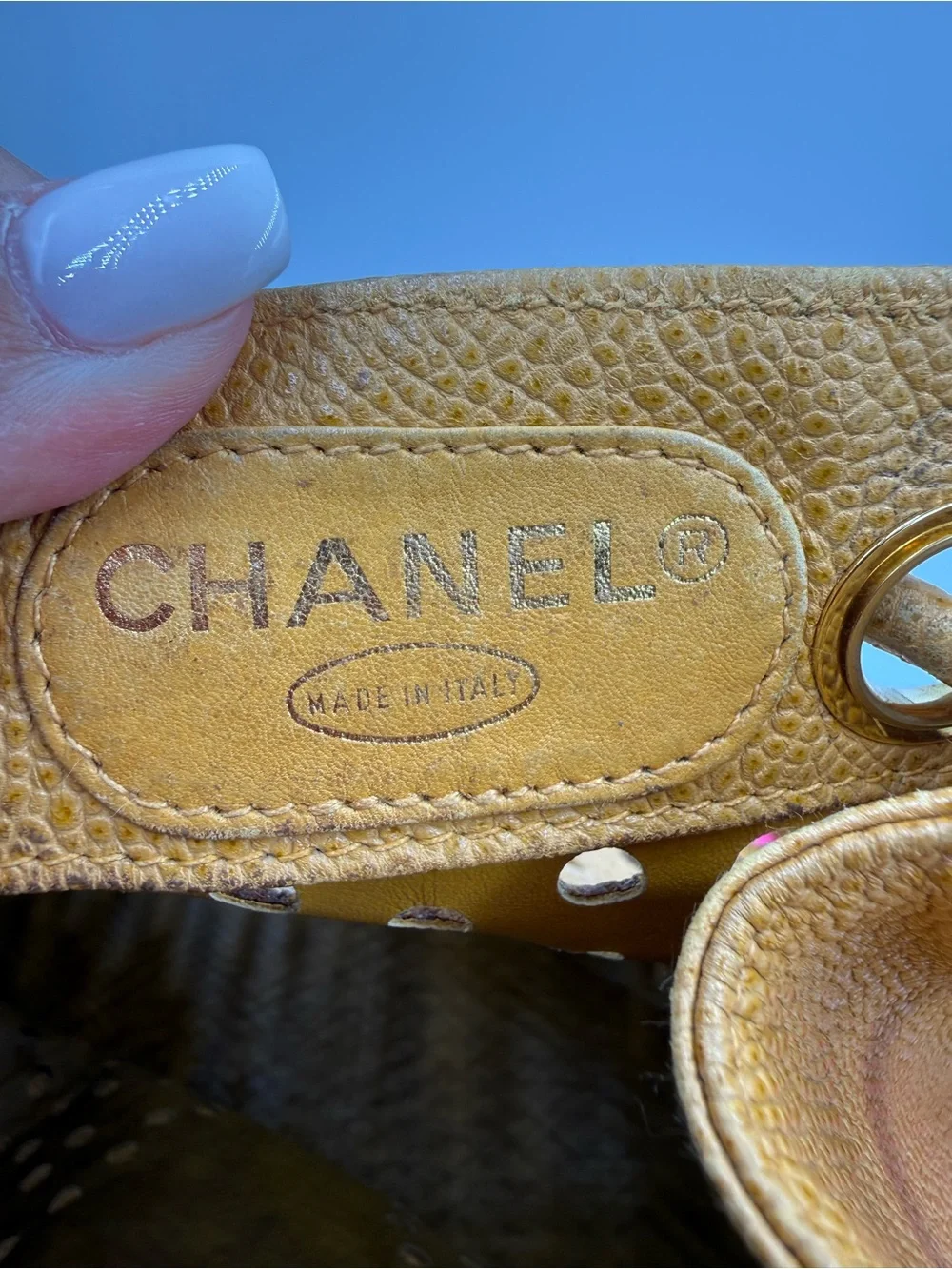 Chanel Perforated Drawstring Bucket Bag in Caviar Leather